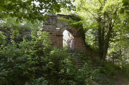 Restmauern mit Durchgang im Wald